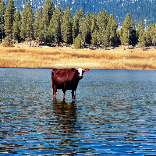 Image similar to a photo of a cow at lake tahoe