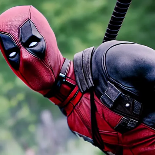 Image similar to deadpool in the walking dead 4 k detailed super realistic