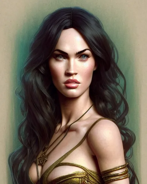 Image similar to portrait of megan fox as a dollhouse doll, miniatures, puppet, action figure, intricate, headshot, highly detailed, digital painting, artstation, concept art, sharp focus, cinematic lighting, illustration, art by artgerm and greg rutkowski, alphonse mucha, cgsociety