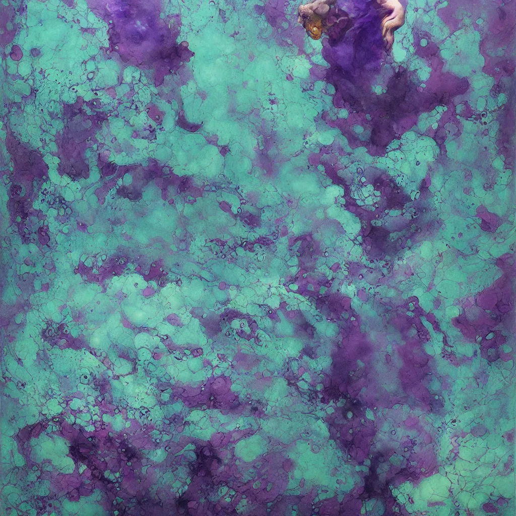 Image similar to beautiful liquid marble texture with big oil bubbles. harmonic chromatic tones coloured abstraction with purple splashes. ultradetailed realistic art. jean - dragan bibin, beksinski, zawadzki, shaun downey, zoey frank, phil hale, james gurney, frank frazetta, jehan georges vibert, daniel e. greene