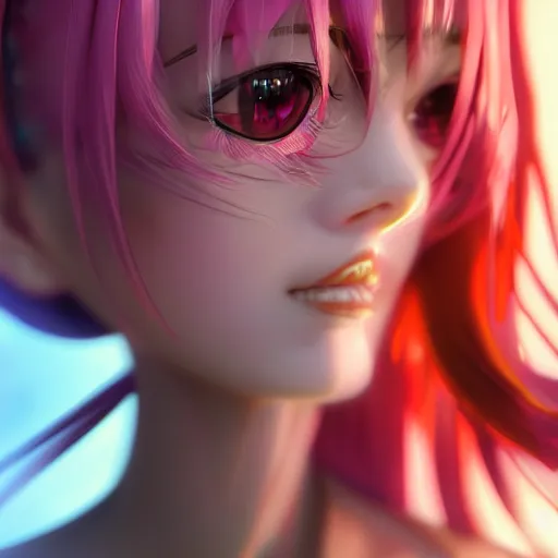 Image similar to beautiful cybercandy girl anime in 3 d, gawr gura, iyokani, cgsociety, style trending on artstation