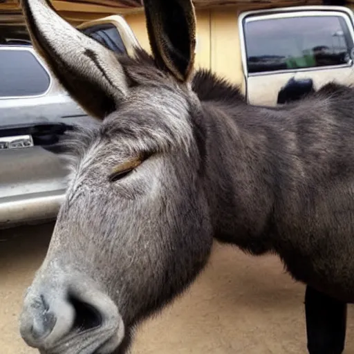 Prompt: A donkey with Muhammadu Buhari's face