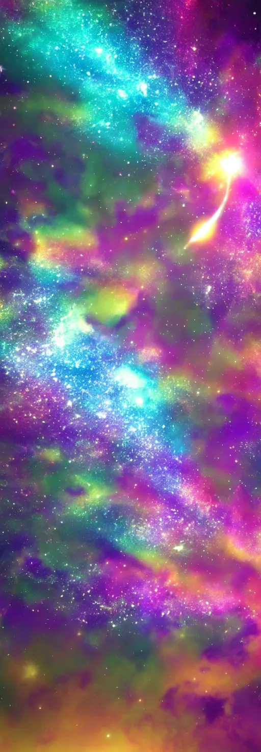 Image similar to rocket milky_way sparkles rainbow octane 3d render, very beautiful