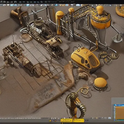 Prompt: 3d art inspired by the game factorio, trending on artstation, steampunk art