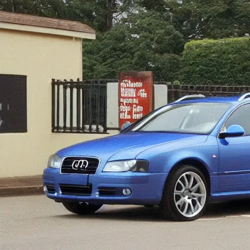 Image similar to the last supper but jesus is a denim blue audi a 4 b 6 avant ( 2 0 0 2 )