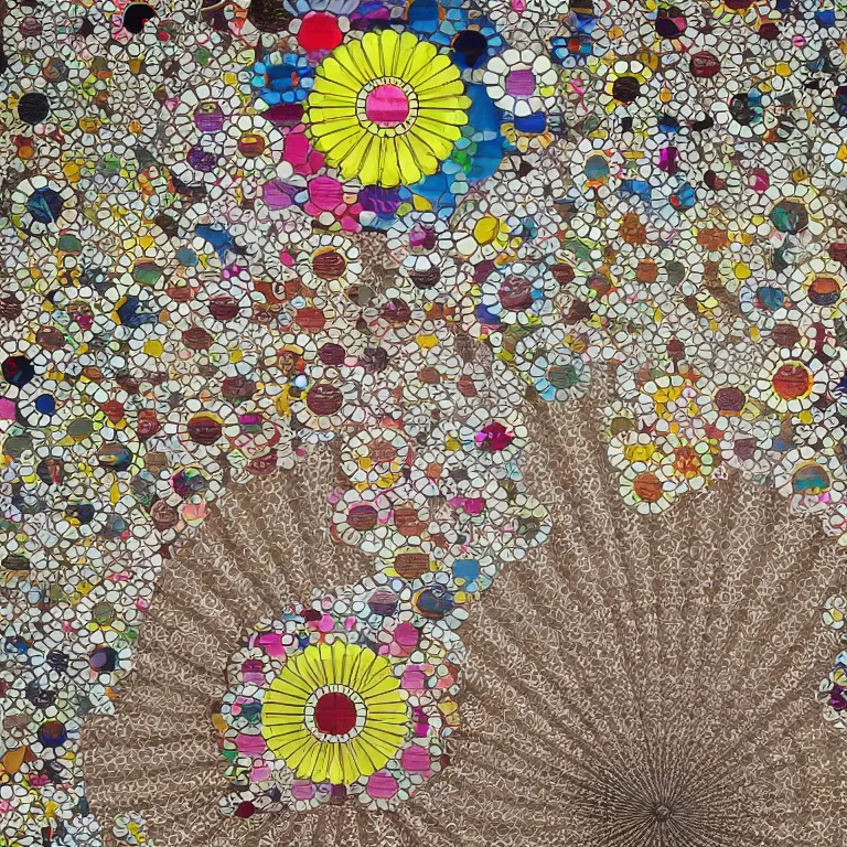 Image similar to japanese silk fan pattern, takashi murakami, digital painting, highly detailed, intricate, elegant, artstation, concept art, beautiful,