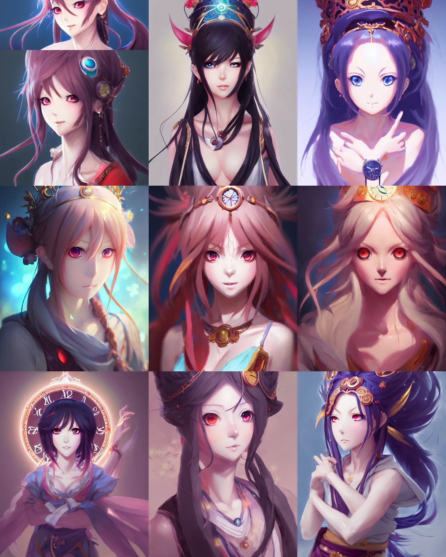 Prompt: Character concept art of an anime Goddess of Time || cute-fine-face, pretty face, realistic shaded Perfect face, fine details by Stanley Artgerm Lau, WLOP, Rossdraws, James Jean, Andrei Riabovitchev, Marc Simonetti, and Sakimichan, tranding on artstation