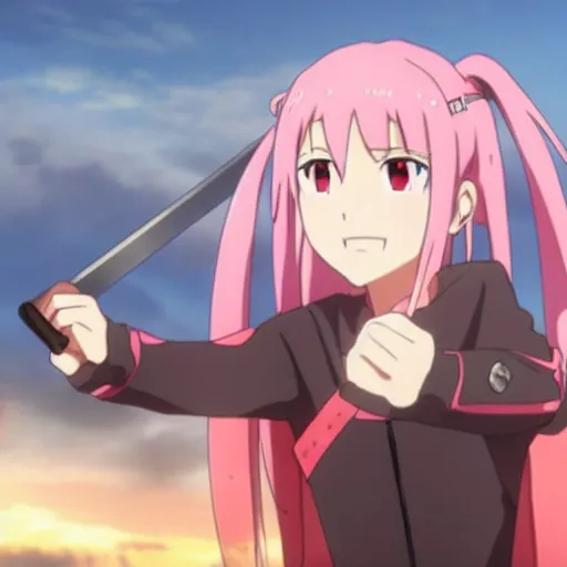 Image similar to Teen Sakura from Naruto in Sword Art Online Movie Adaptation