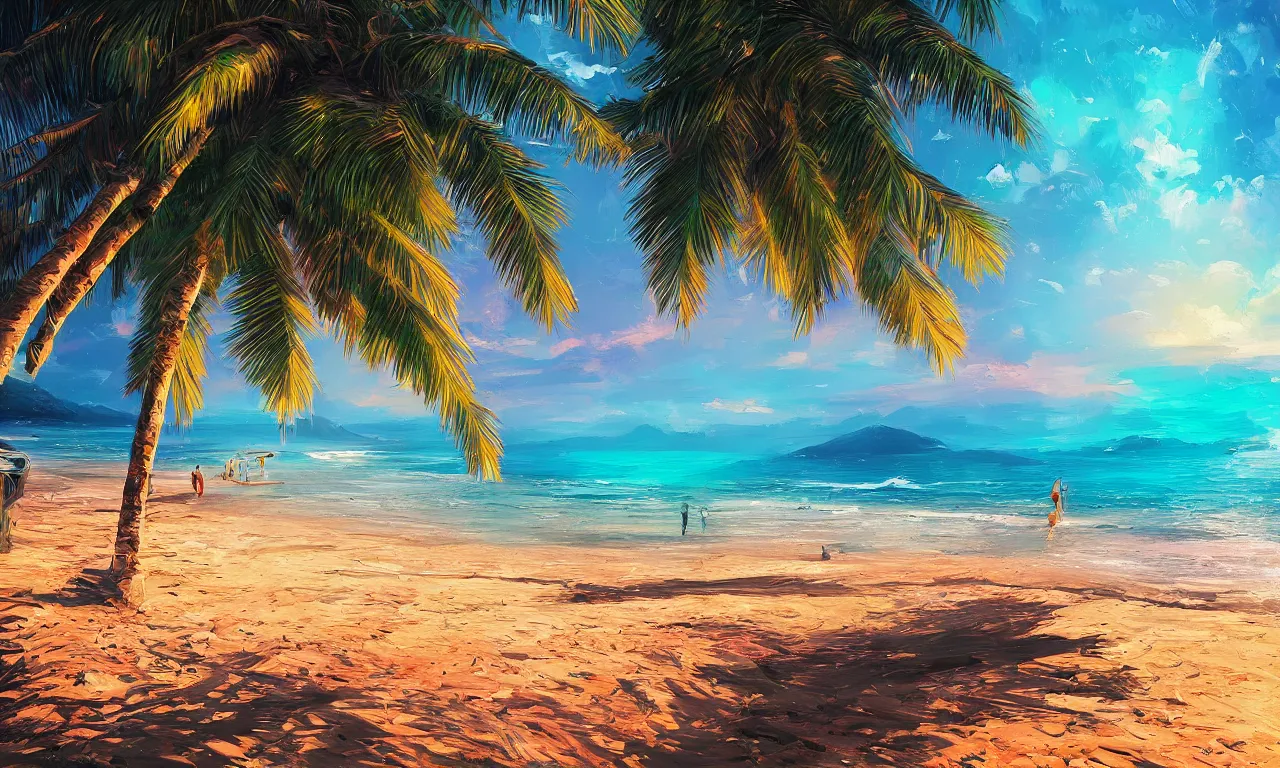 Image similar to paradise beach by alena aenami artworks in 4 k