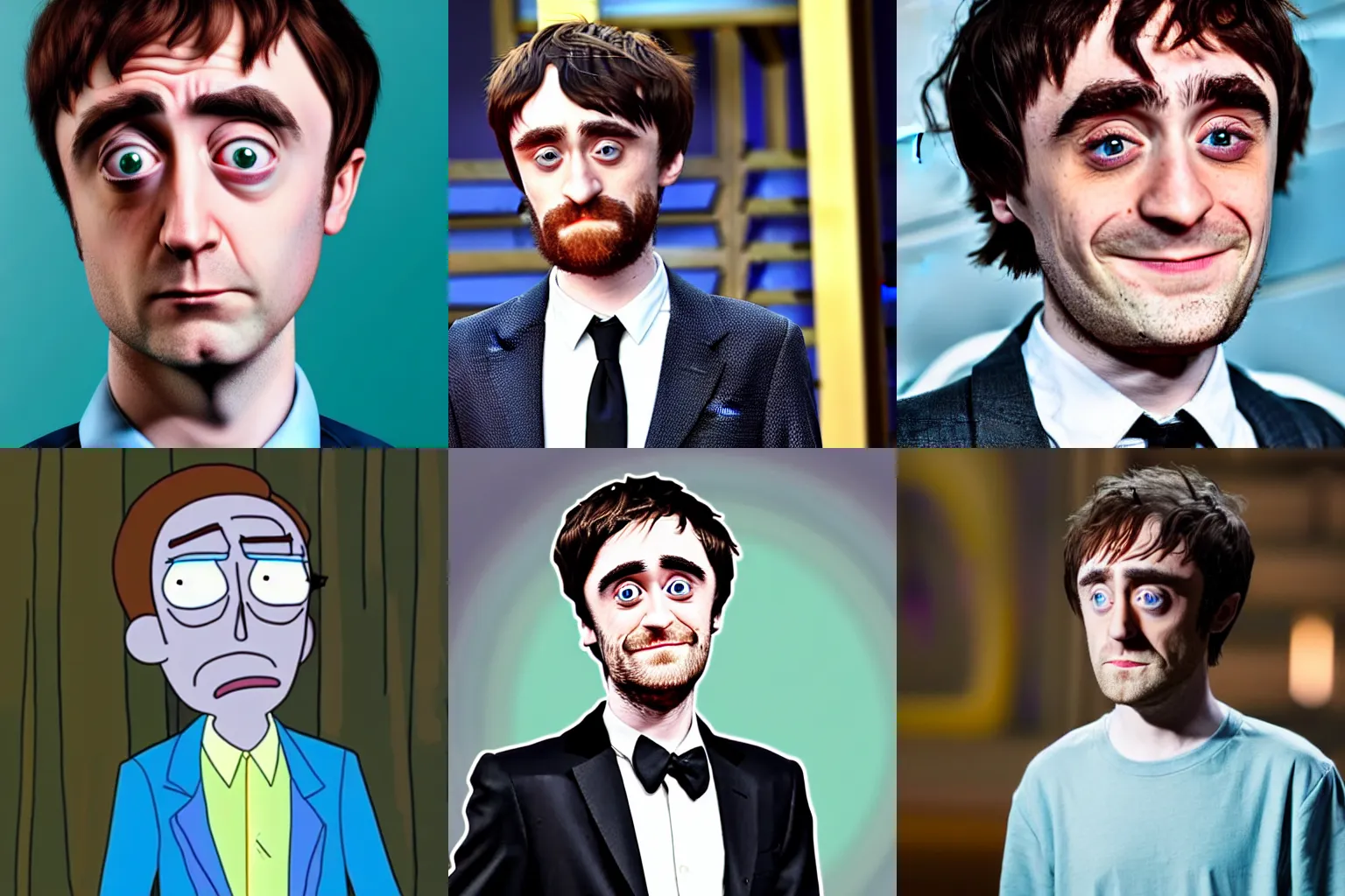 Prompt: the Actor Daniel radcliff that looks like a Rick and morty character, photography, realistic, high quality, ultra-detailed