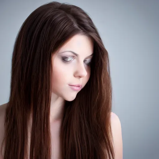 Prompt: young brunette woman with hooknose from all sides