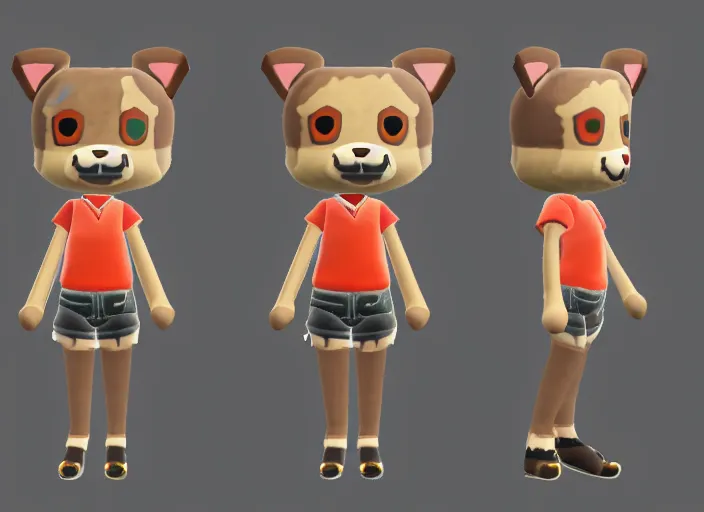 Prompt: a cute chibi werewolf animal crossing villager. animal crossing character. 3 d render, 3 d model rip, simplified, symmetry, hq, artgerm, arstation,