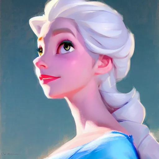 Image similar to greg manchess portrait painting of elsa from frozen as overwatch character, medium shot, asymmetrical, profile picture, organic painting, sunny day, matte painting, bold shapes, hard edges, street art, trending on artstation, by huang guangjian and gil elvgren and sachin teng