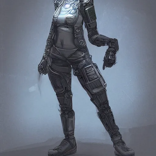 Image similar to “Concept art, hacker cyborg girl, highly detailed”