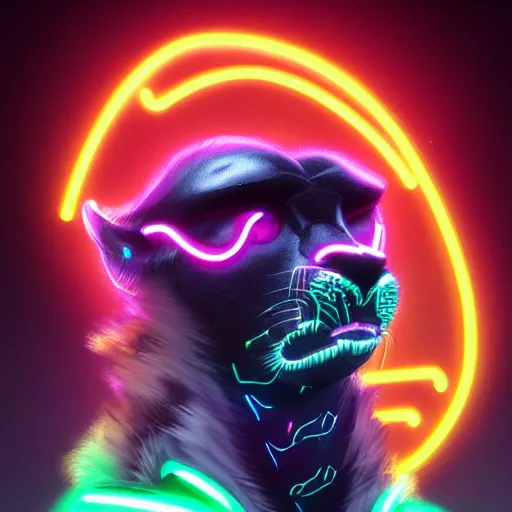 Image similar to a beautiful commission of an anthropomorphic cheetah wearing a neon jacket,futuristic,detailed face,character design by charles bowater,mohawk,cyberpunk style,deviantart,artstation,art by greg rutkowski,ross tran,professional lighting,neon city,night,raytracing,rtx