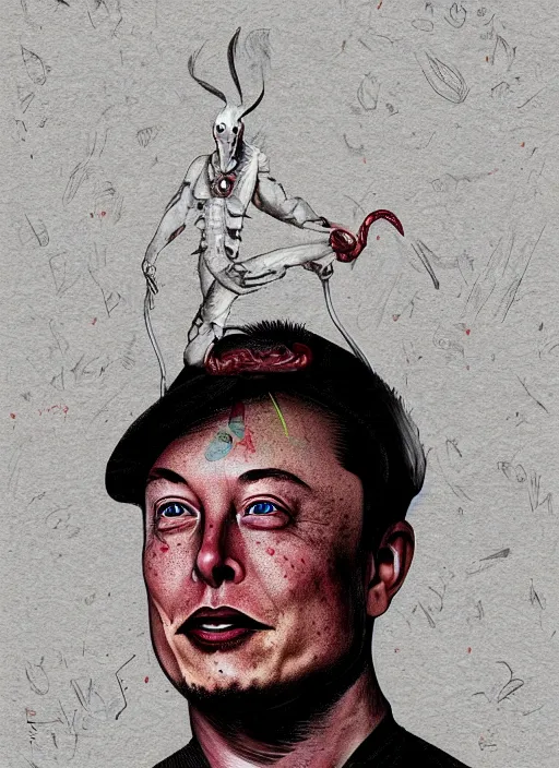 Image similar to elon musk as a voodoo priest, detailed digital art, trending on Artstation