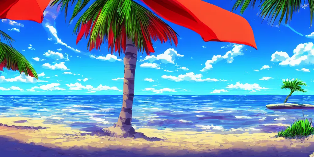 Image similar to anime beach resort background, award - winning digital art