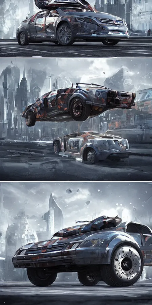 Prompt: sci-fi 3d car and wall structure car on the coronation of napoleon painting and digital billboard in the middle trending on artstation octane render pinterest keyshot product render pinterest reflections gloss shiny