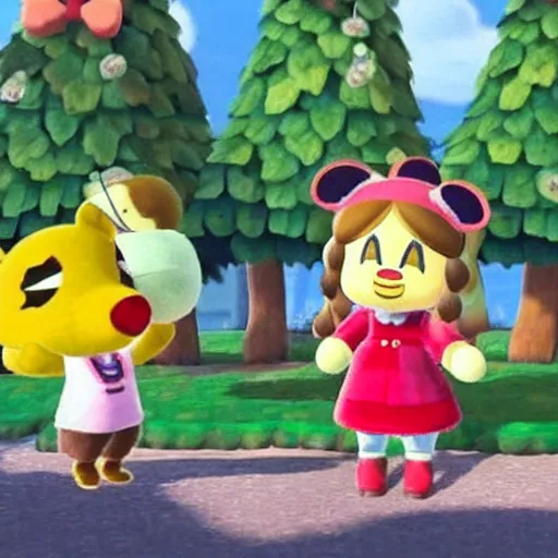 Image similar to A still of Isabelle from Animal Crossing in a lost footage horror movie, late 2000’s, low quality, vhs quality