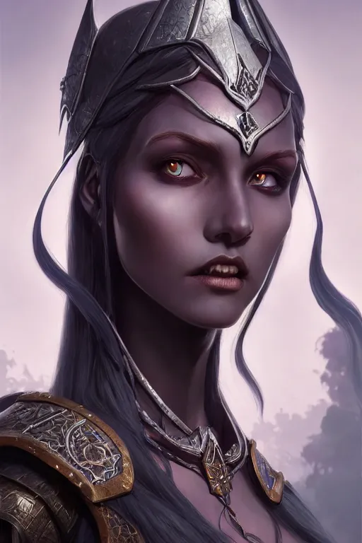 Image similar to dark elf princess, highly detailed, d & d, fantasy, highly detailed, digital painting, trending on artstation, concept art, sharp focus, illustration, global illumination, shaded, art by artgerm and greg rutkowski and fuji choko and viktoria gavrilenko and hoang lap