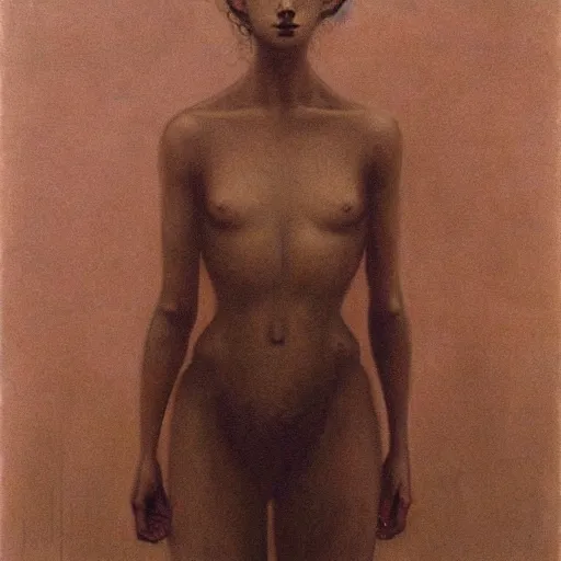 Prompt: full body portrait of female by Beksinski