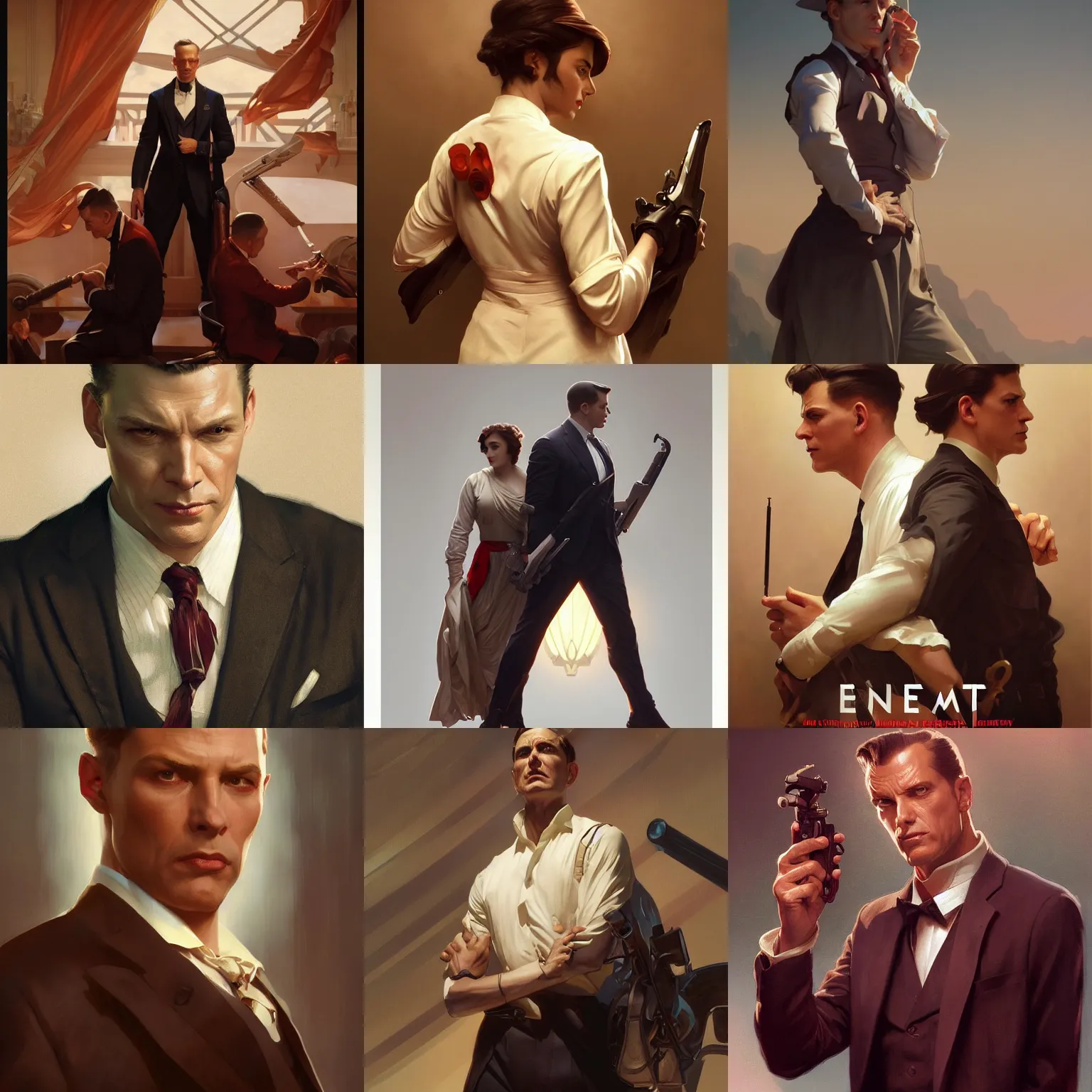 movie still of leyendecker hitman, octane render, Stable Diffusion