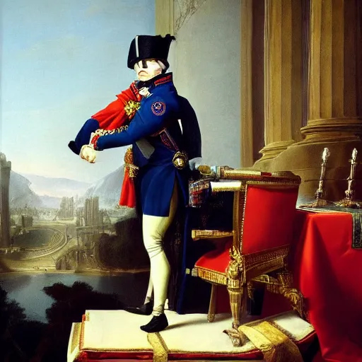 Image similar to napoleon bonaparte dabbing, 4 k, award winning photograph, highly detailed