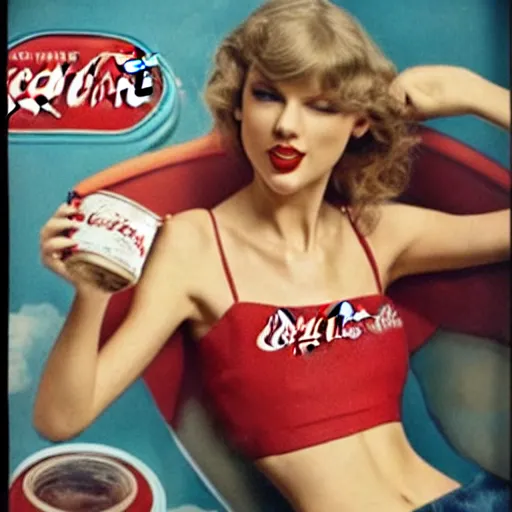 Image similar to Taylor swift in a vintage coca-cola ad