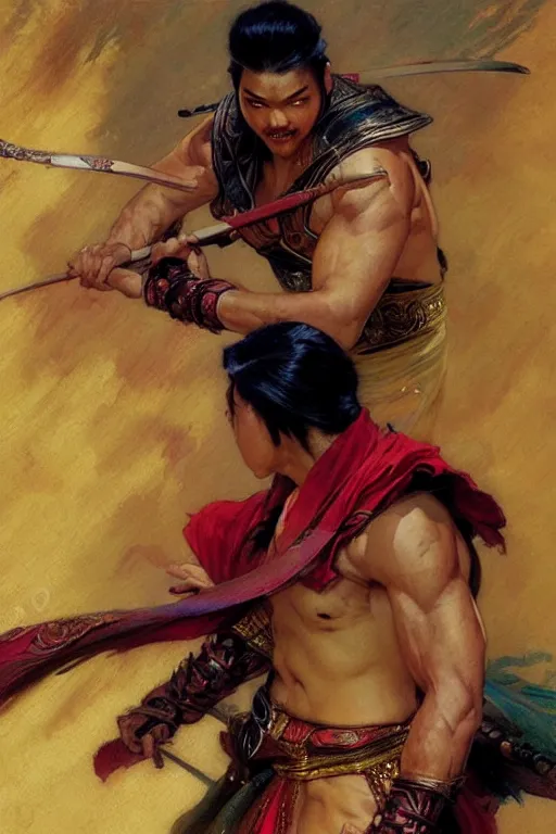 Image similar to wuxia, beefy male, character design, colorful, painting by gaston bussiere, craig mullins, j. c. leyendecker, tom of finland