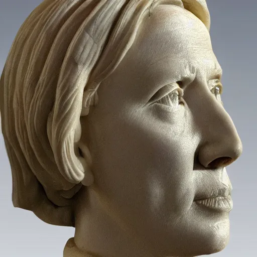 Image similar to lifelike marble bust of hillary clinton, artifact from ancient greece
