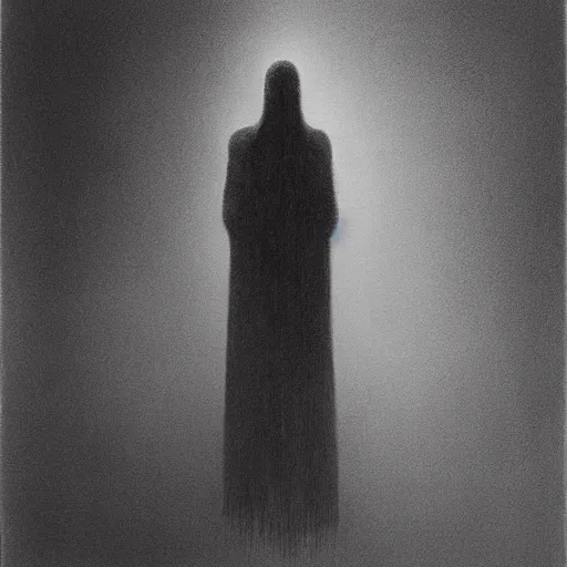 Image similar to Eerie commuter ghost. Zdzisaw Beksinski.