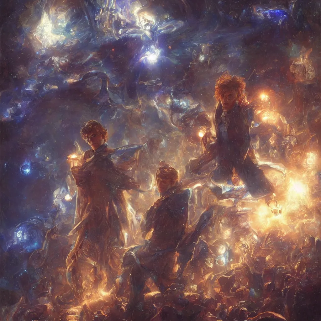 Image similar to david bowie as doctor who, radiant light, caustics, heroic, bright iridescent light, by gaston bussiere, bayard wu, greg rutkowski, maxim verehin