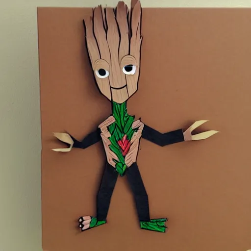 Prompt: cardboard groot