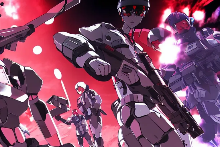 Prompt: gameplay of binary domain ( 2 0 1 2 ) in the anime visual style of neon genesis evangelion