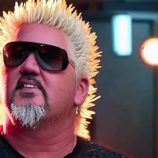 Image similar to Guy Fieri in Stranger Things, demogorgon, cinematic lighting, cinematic, red and black sky