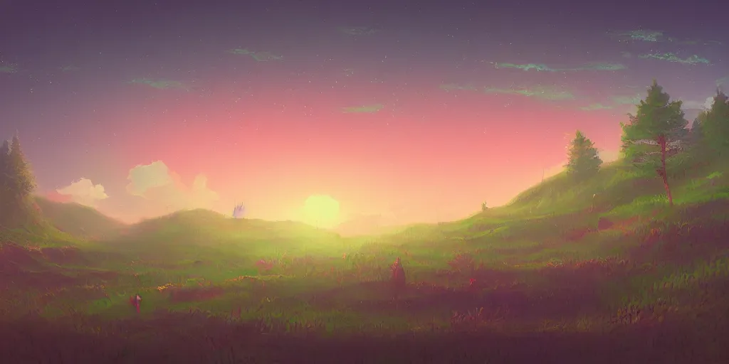 Image similar to professional digital art of lofi landscape, digital art, beautiful composition, trending on artstation and deviantart, masterpiece