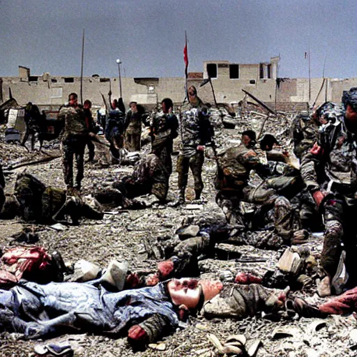 Prompt: aftermath of a bloody battle iraq war