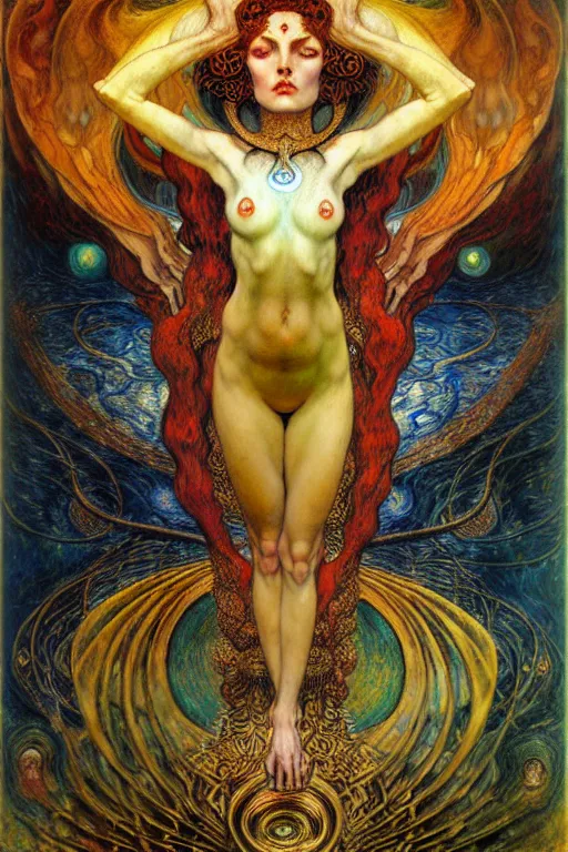 Image similar to Divine Chaos Engine by Karol Bak, Jean Delville, William Blake, Gustav Klimt, and Vincent Van Gogh, symbolist, visionary