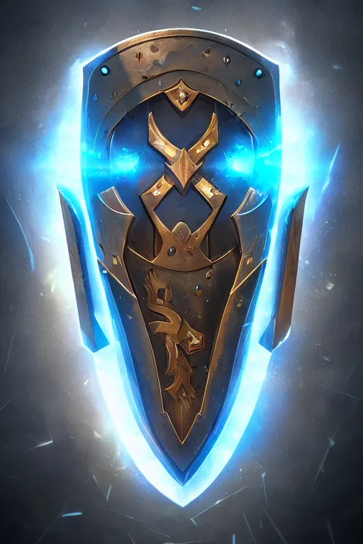 Image similar to shield fantasy epic legends game icon stylized digital illustration radiating a glowing aura global illumination ray tracing hdr fanart arstation by ian pesty and katarzyna da „ bek - chmiel