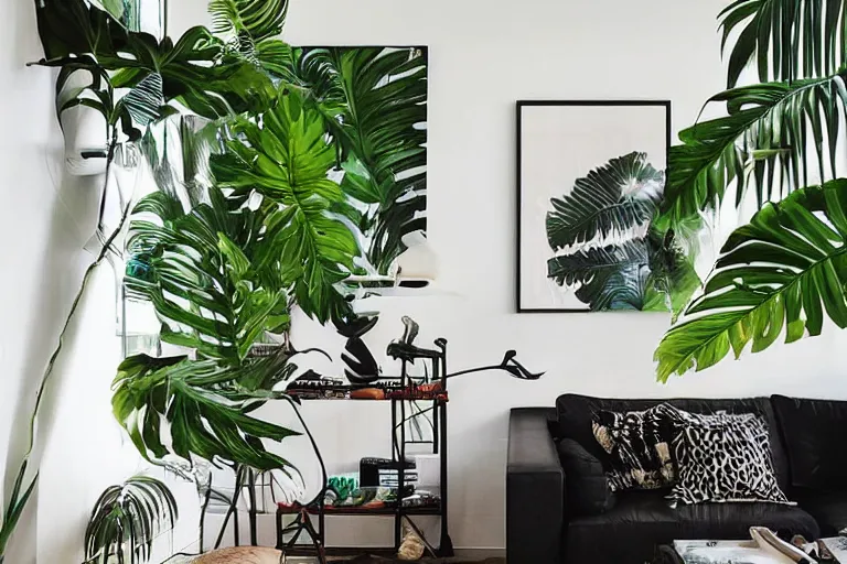 Image similar to tropical interior urban jungle inspiration modern apartment bachelor pad