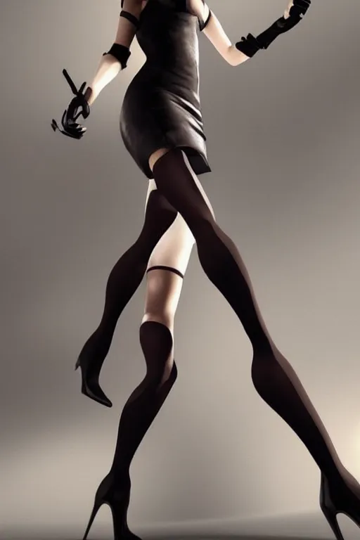 Prompt: tifa lockhart, revealing dress, wolford tights, stilettos, highly detailed, digital art, trending on artstation, trending on pinterest, sharp focus, cinematic lighting, octane render