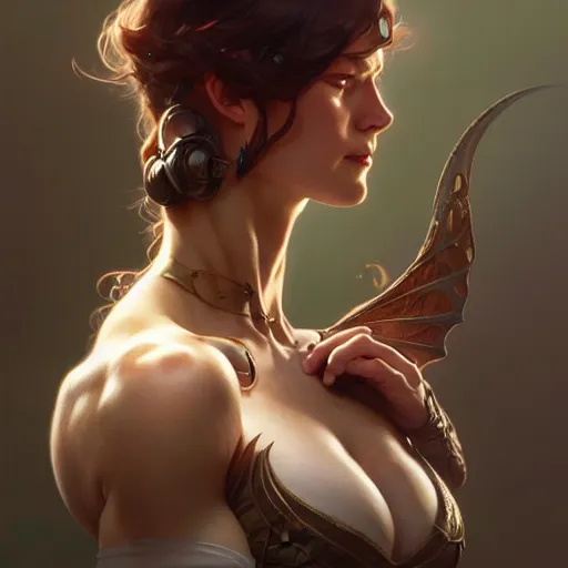 Image similar to , muscular upper body, D&D, fantasy, intricate, elegant, highly detailed, digital painting, artstation, concept art, smooth, sharp focus, illustration, art by artgerm and greg rutkowski and alphonse mucha