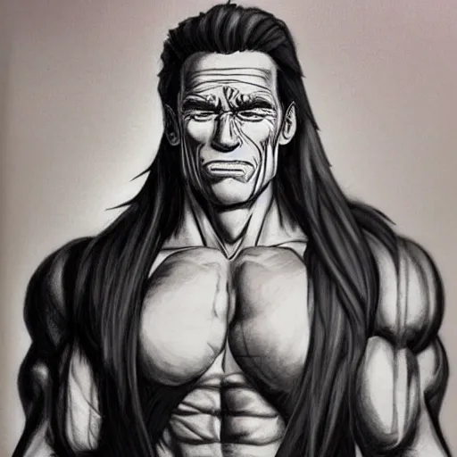 Image similar to Anime Arnold Schwarzenegger, portrait, detailed