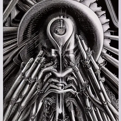 Image similar to a artwork called the room by h. r. giger and aaron horkey.