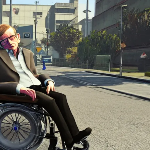 Image similar to Stephen Hawking in GTA V