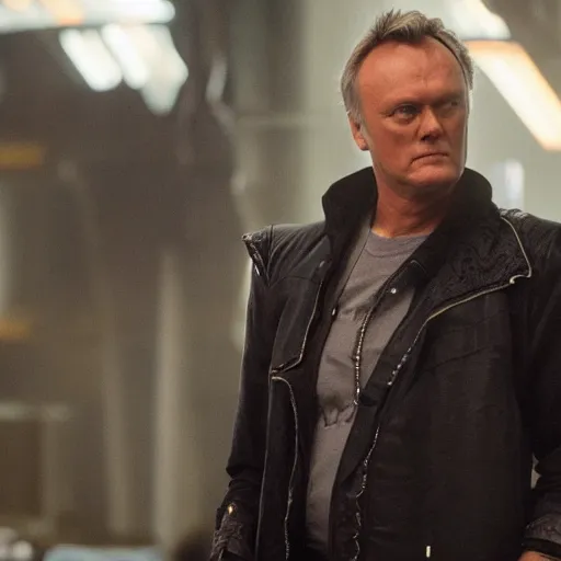 Image similar to Anthony Head as Cyberpunk Uther