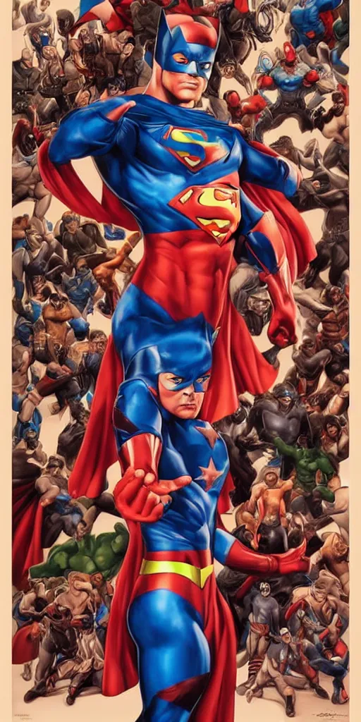 Prompt: a propaganda style poster to ban superheroes. by artgerm. in brilliant technicolor.