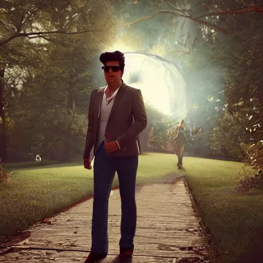 Image similar to hyperrealistic dslr film still of elvis on an easter egg hunt, stunning 8 k octane comprehensive 3 d render, inspired by istvan sandorfi & greg rutkowski & unreal engine, perfect symmetry, dim volumetric cinematic lighting, extremely hyper - detailed, extremely lifelike attributes & lifelike texture, intricate, masterpiece, artstation, stunning