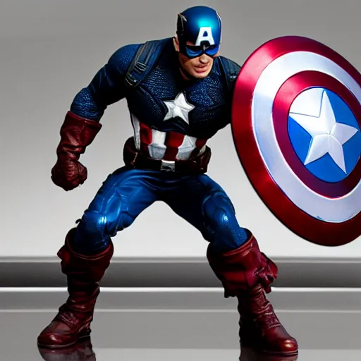 Prompt: captain America statue, bronze, epic pose, 4k ultra detailed, Chris Evans captain America