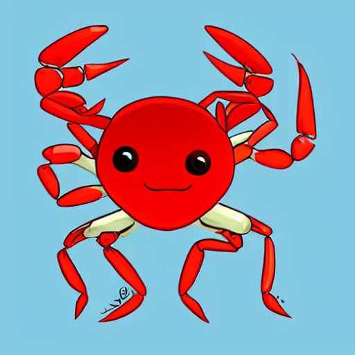 Image similar to a handsome attractive anthropomorphic red crab wearing a blue polo shirt, trending on artstation